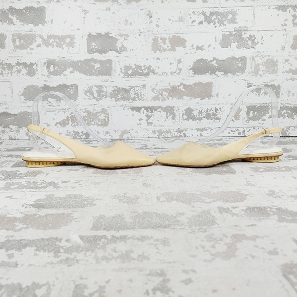 New Franco Sarto Cream Leather Square Toe Slingback Flats W227 - Picture 7 of 14